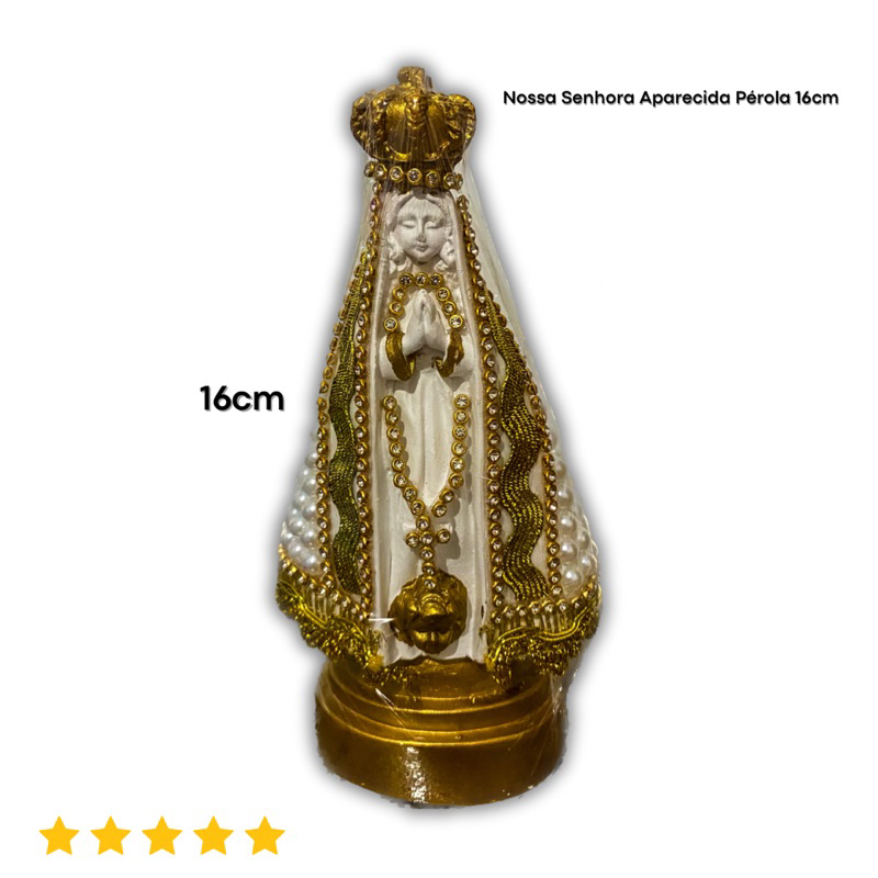 Imagem de Nossa Senhora Aparecida Pérola e Strass 16cm