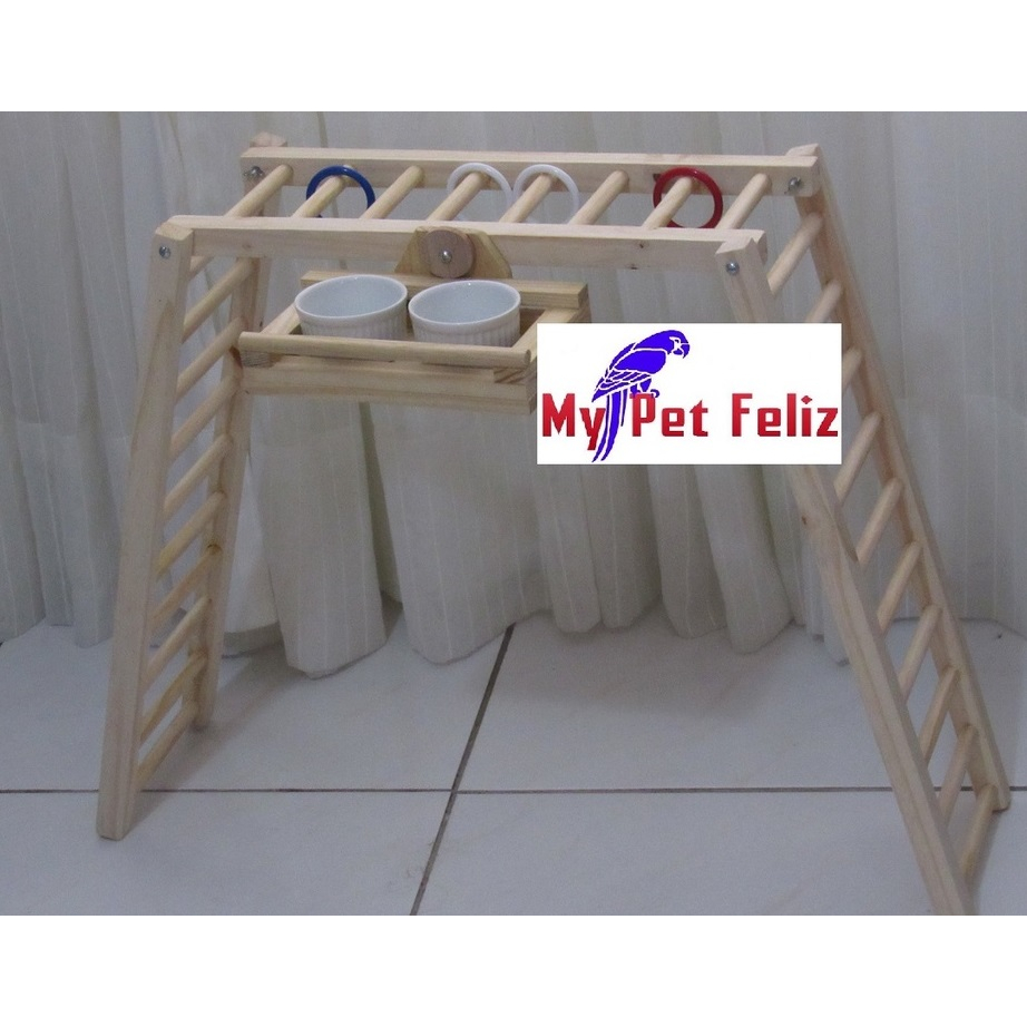 Brinquedo para calopsita - brinquedo para periquito - playground calopsita - parquinho calopsita brinquedo com comedouro