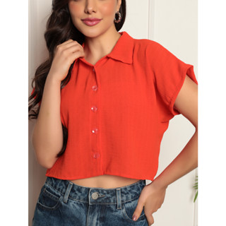 CAMISA CROPPED / BOTAOS / LISO