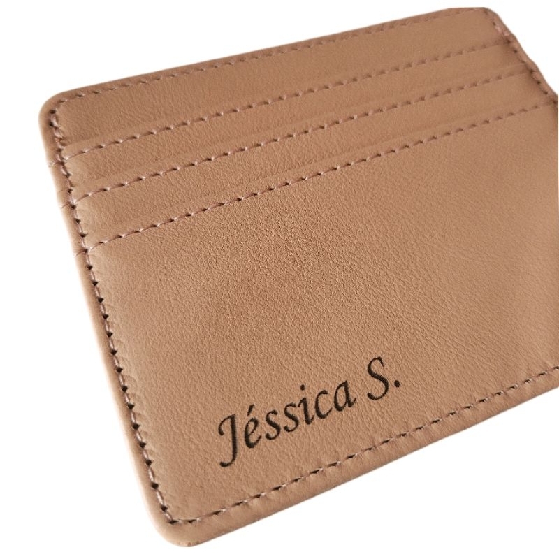 Porta Cartões PERSONALIZADO Slim Couro PU CNH gravação a Laser Logo Nome Iniciais em Oferta na Shopee