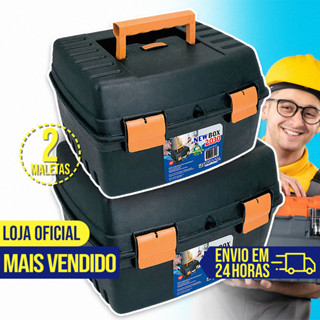 Kit 2 Maleta Caixa de Ferramentas Plástica Grande Completa Organizadora Resistente Eletricistas Pesca Durável Caixa Makita