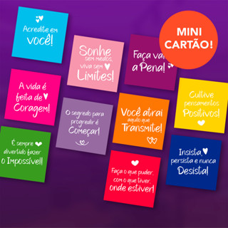 20un Mini Cartão Frases Motivacional Coloridos