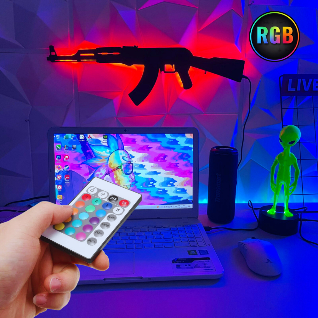 Luminária Gamer Decorativa Call of Duty Ak com LED RGB (16 cores) com Fonte 12v e Controle