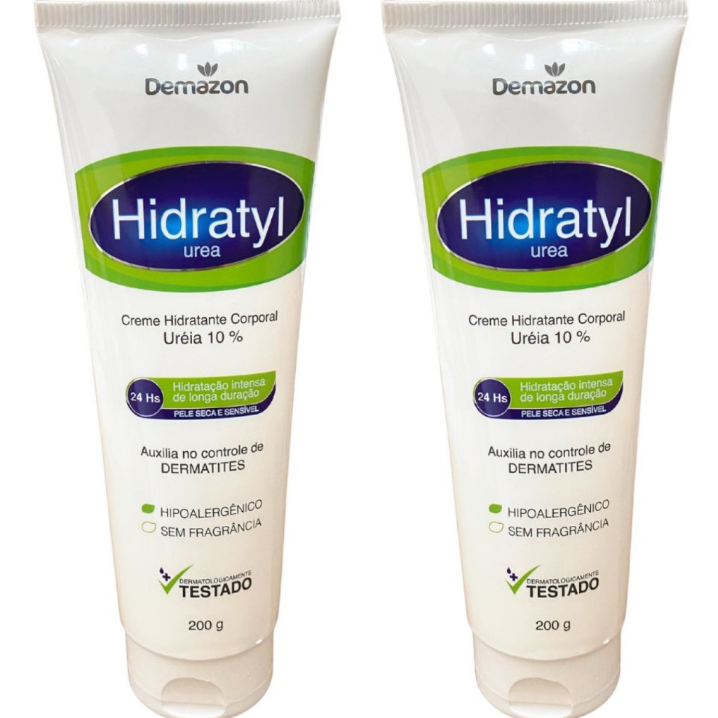 CREME HIDRATANTE CORPORAL URÉIA 10% HIDRATYL 200gr DEMAZON KIT 2und