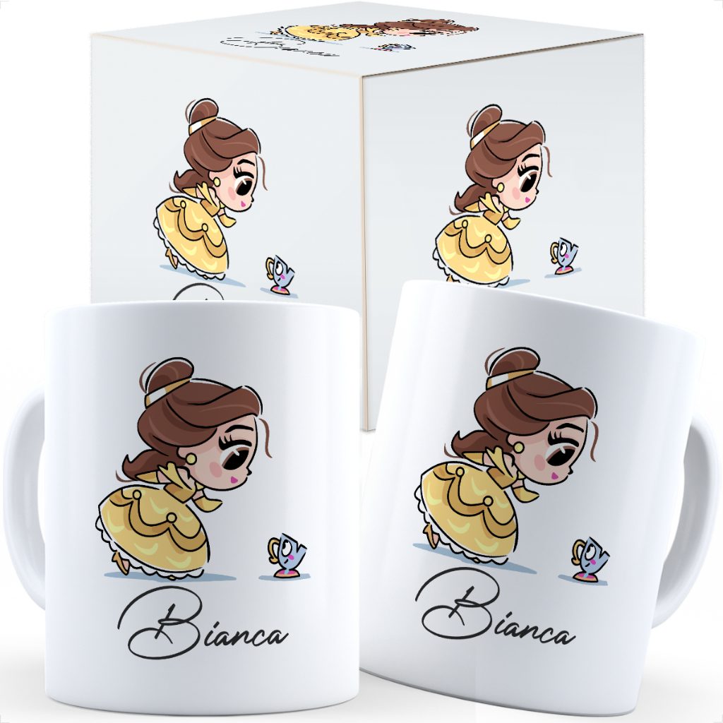 Caneca Bela E A Fera Fofa Com Nome - Caixa Personalizada