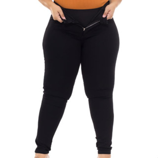 Calça Sarja Skinny Plus Size Black com Cinta Lipo Premium