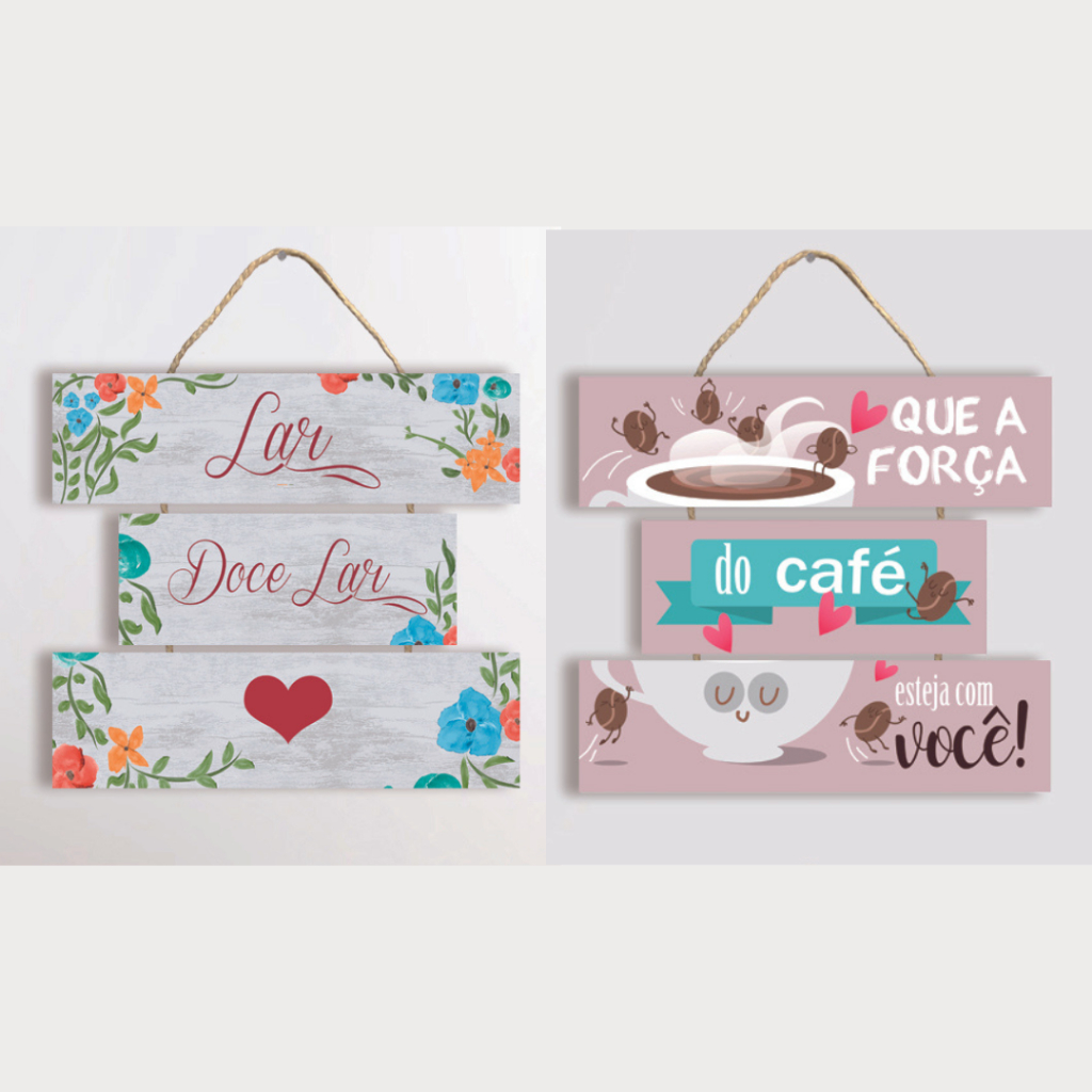 Placa Decorativa MDF com Corda 28x22,3cm