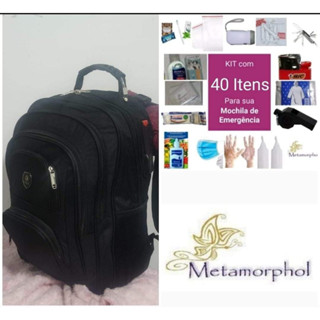 Mochila de Emergência Impermeável com kit de 40 itens primeiros socorros e equipamentos Kit Sobrevivência