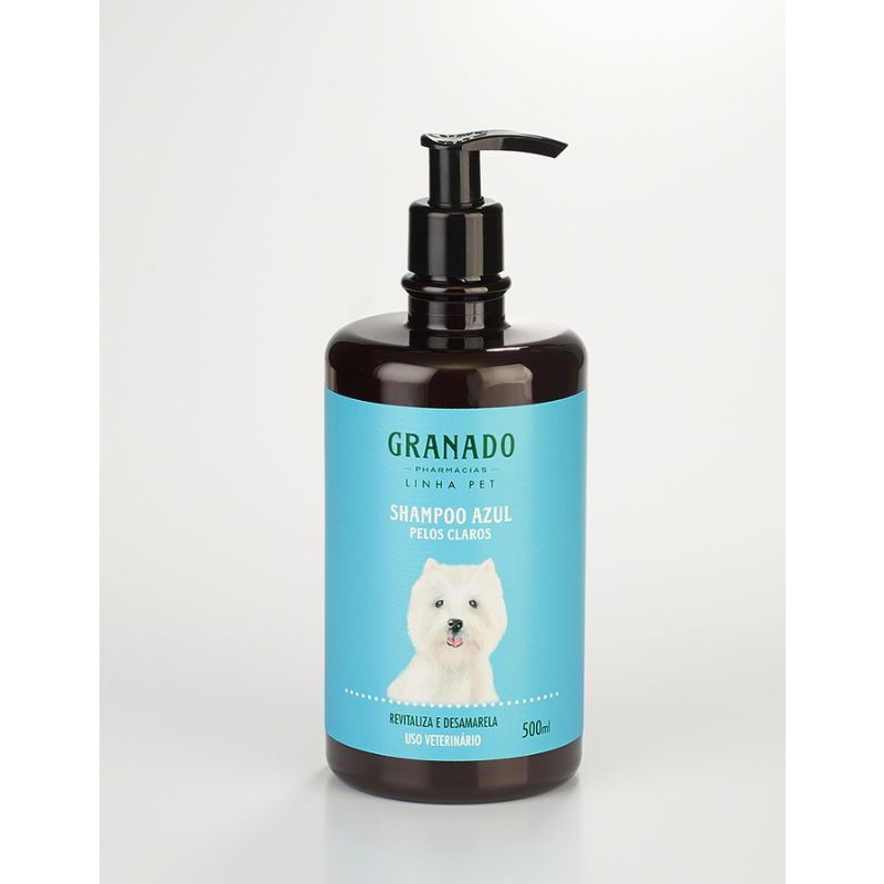 Shampoo Pet Azul Pelos Claros Granado 500ml em Oferta na Shopee