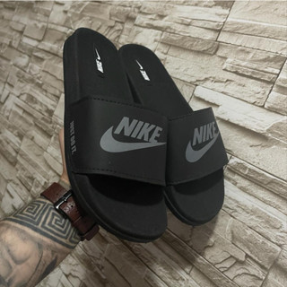 Chinelo Sandália Slide NK Preto Com Cinza Casual