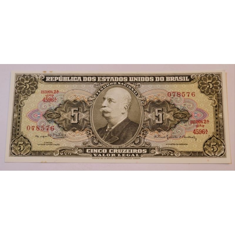 Cedula antiga de 5 cruzeiros/ Barão do Rio Branco 1950