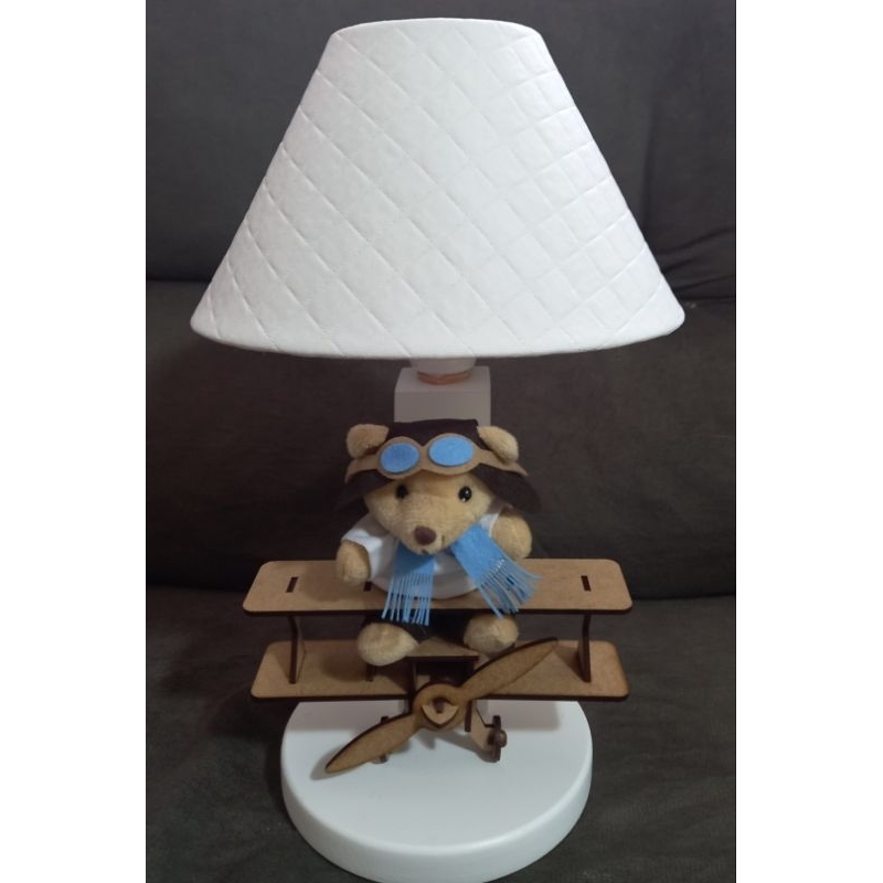 abajur infantil urso aviador aviao em Oferta na Shopee