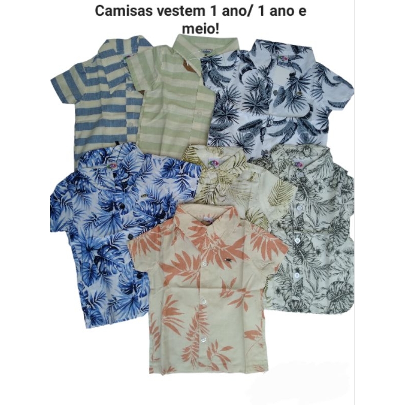 Camisa infantil estampa floral manga curta menino / Camisa menino 1 ano estampas variadas listra