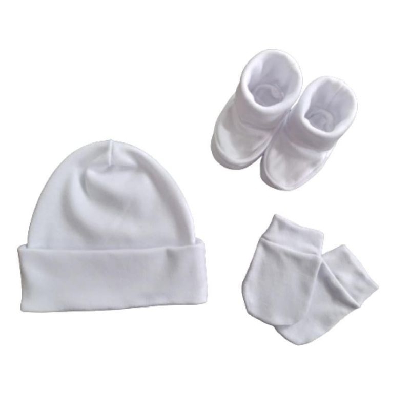 Kit Luva, touca, pantufa algodão enxoval unissex