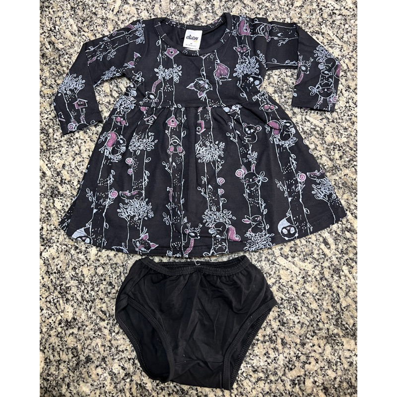 conjunto feminino infantil (vestido manga longa + calcinha)