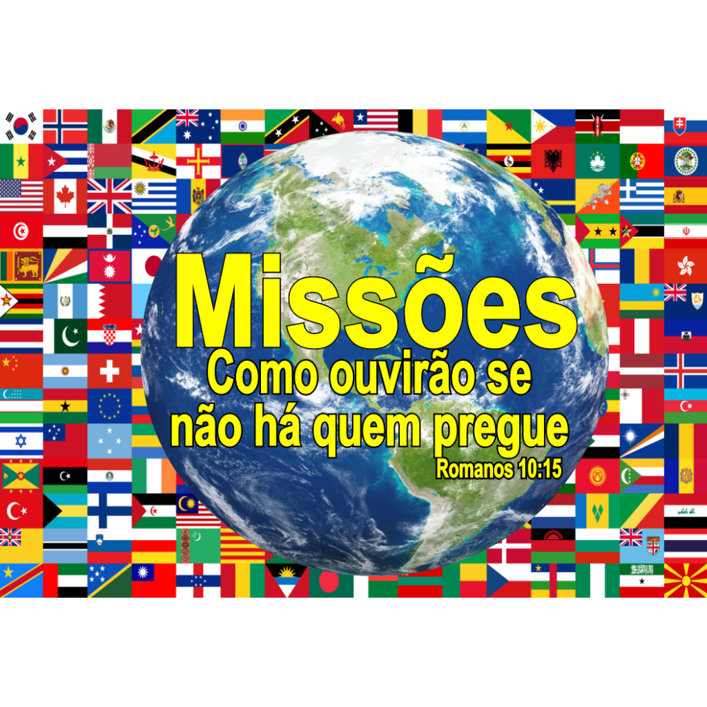Bandeira De Missões Culto Igreja Grande 1,00m X 70cm em tecido oxford
