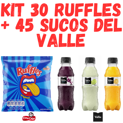 Kit 30 Salgadinhos Elma Chips Ruffles + 45 Sucos Del Valle Fresh