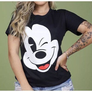 Baby Look Mickey Mouse - Camisa Feminina Algodão T-shirt Moda Blogueira Disney Desenho Infância Blusinha