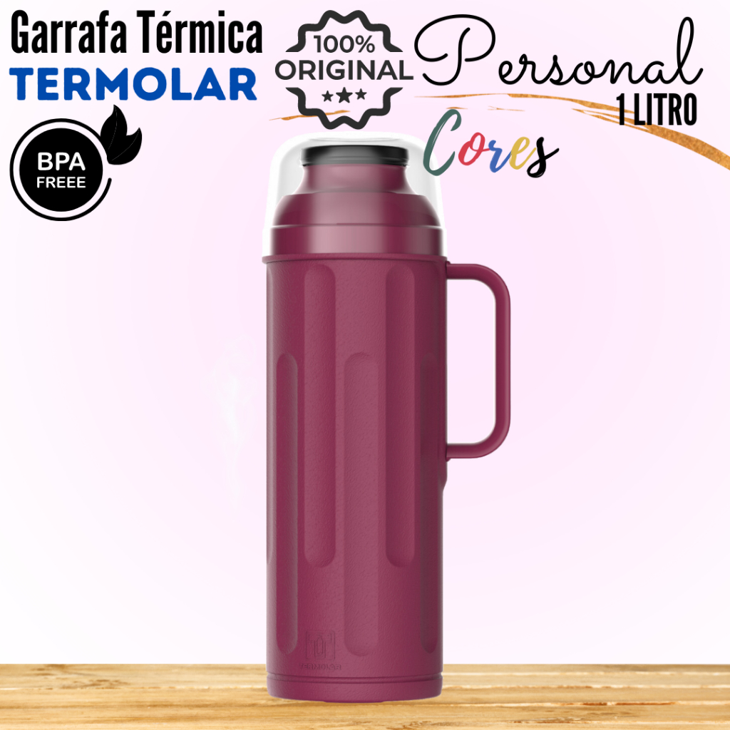 Garrafa Térmica Personal Deep 1L Termolar Rolha Clean Conservação Térmica 12h Quente / 24h Frio