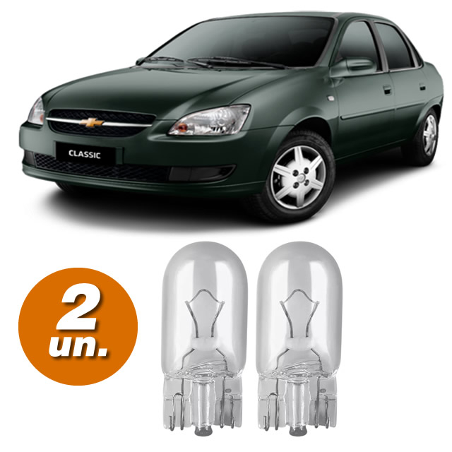 Par Lâmpadas Pingo Original Esmagada T10 12v W5w Corsa Classic Farolete Meia Luz Placa Teto Lanterna break light