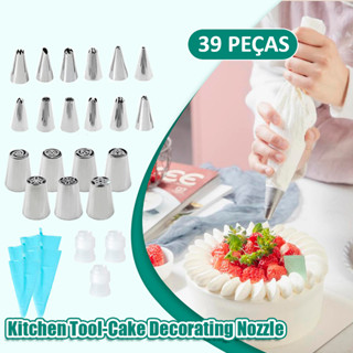 Kit 24 Bico de Confeitar em Aço Inox Bicos e Saco para Confeitar - Bico para Confeitar + Acessórios Completo
