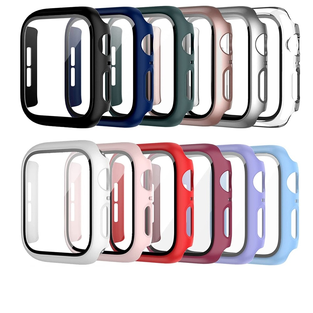 Capa Case Capinha Bumper para Apple Watch Series 7 8 9 41mm 45mm Silicone Protege Tela Com Película