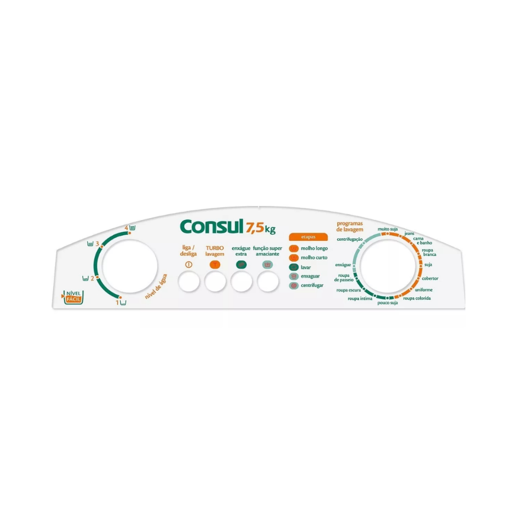 Adesivo Do Painel Lavadora compatível Consul Maré 7,5kg Cwl75