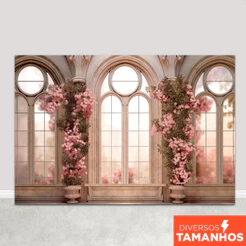 Fundo Fotográfico Dia das Mães Cenário Janela Flores Painel para Foto Em Tecido Sublimado - FFJ-118