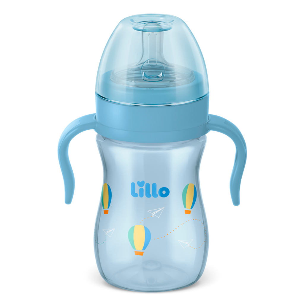 Mamadeira com Alça Super Evolution 240ml Azul - Lillo