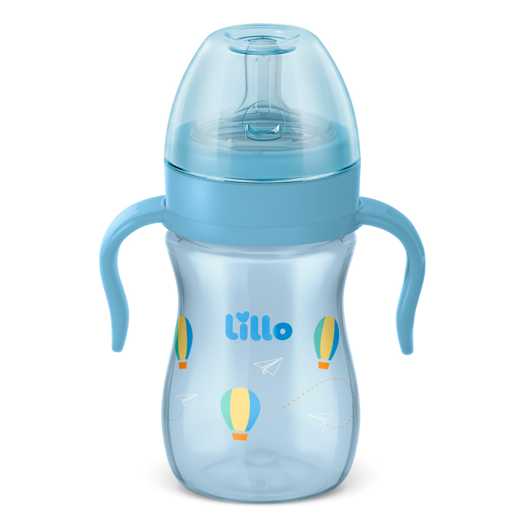 Mamadeira com Alça Super Evolution 240ml Azul - Lillo - Mom & Baby