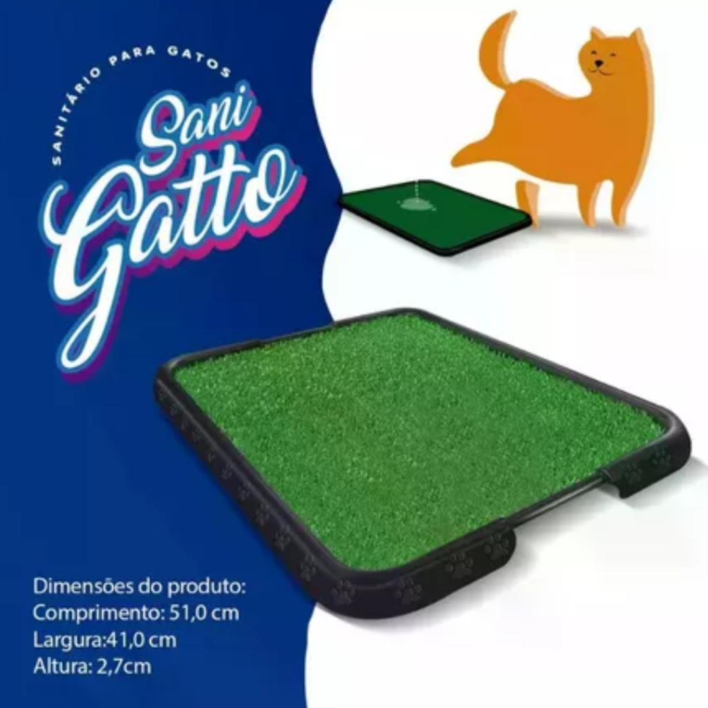 Sanitário Tapete Grama Sintética Lavável Sani Gatto MecPet para Gatos e Cães - Pets