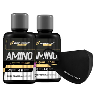 2x Amino Liquido 480ml + Máscara Dupla Camada Lavável - Bodyaction