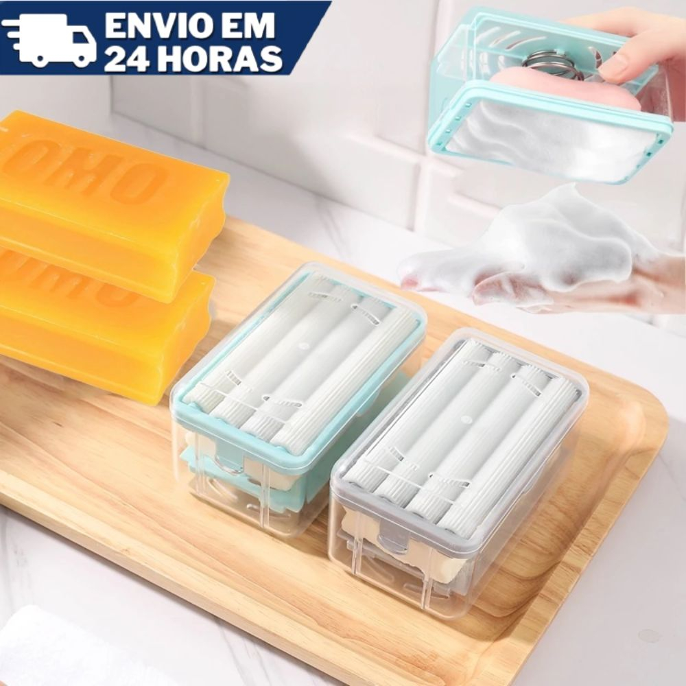 Porta Sabão em Barras Com Esfregão Suporte Escova Com Rolos Para Lavar Roupas Faz Espuma Ferramenta 2 em 1 Limpeza em Oferta na Shopee