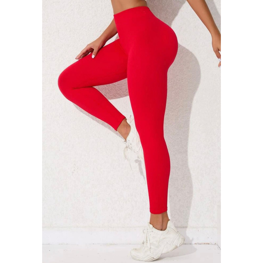 Calça Legging Vermelha Suplex Levanta Bumbum Caimento Perfeito Pronta Entrega