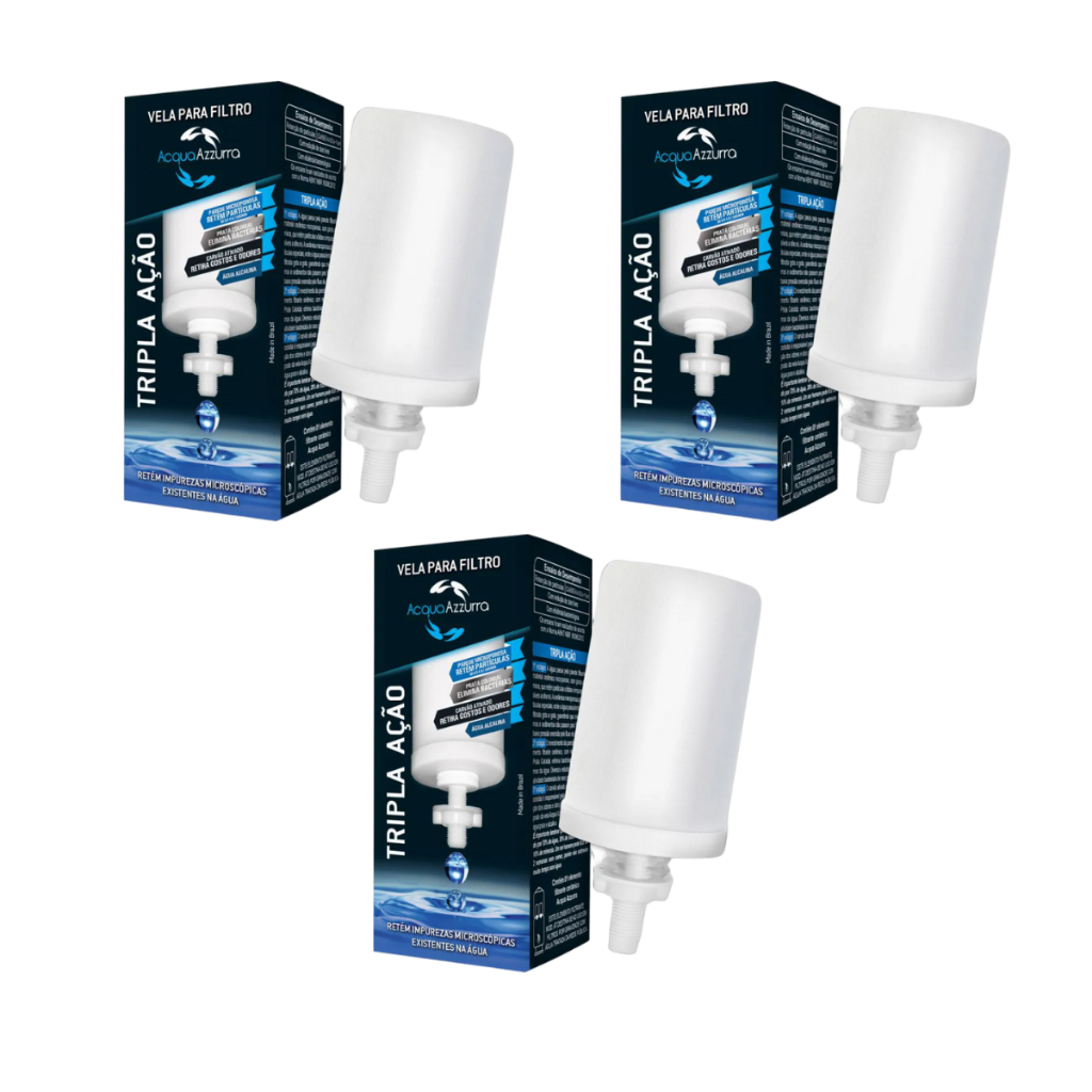 KIT 3 Vela Para Filtro de Barro Tripla Ação Elimina Todas as Impurezas