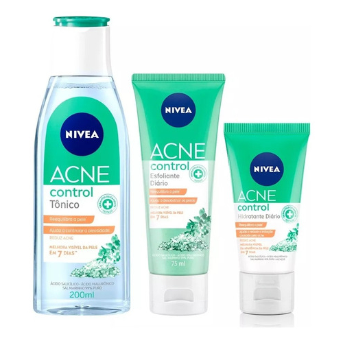 Kit Skin Care Facial Nivea Acne Control Hidratante + Tônico + Esfoliante