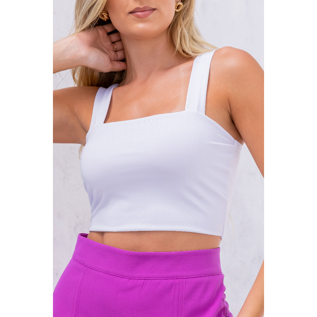 Cropped Top Suplex Alça Grossa Branco