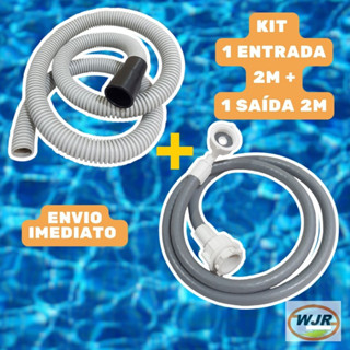 Kit 2 Mangueiras - 1 de Saída + 1 de Entrada para Máquina de Lavar 2 Metros cada