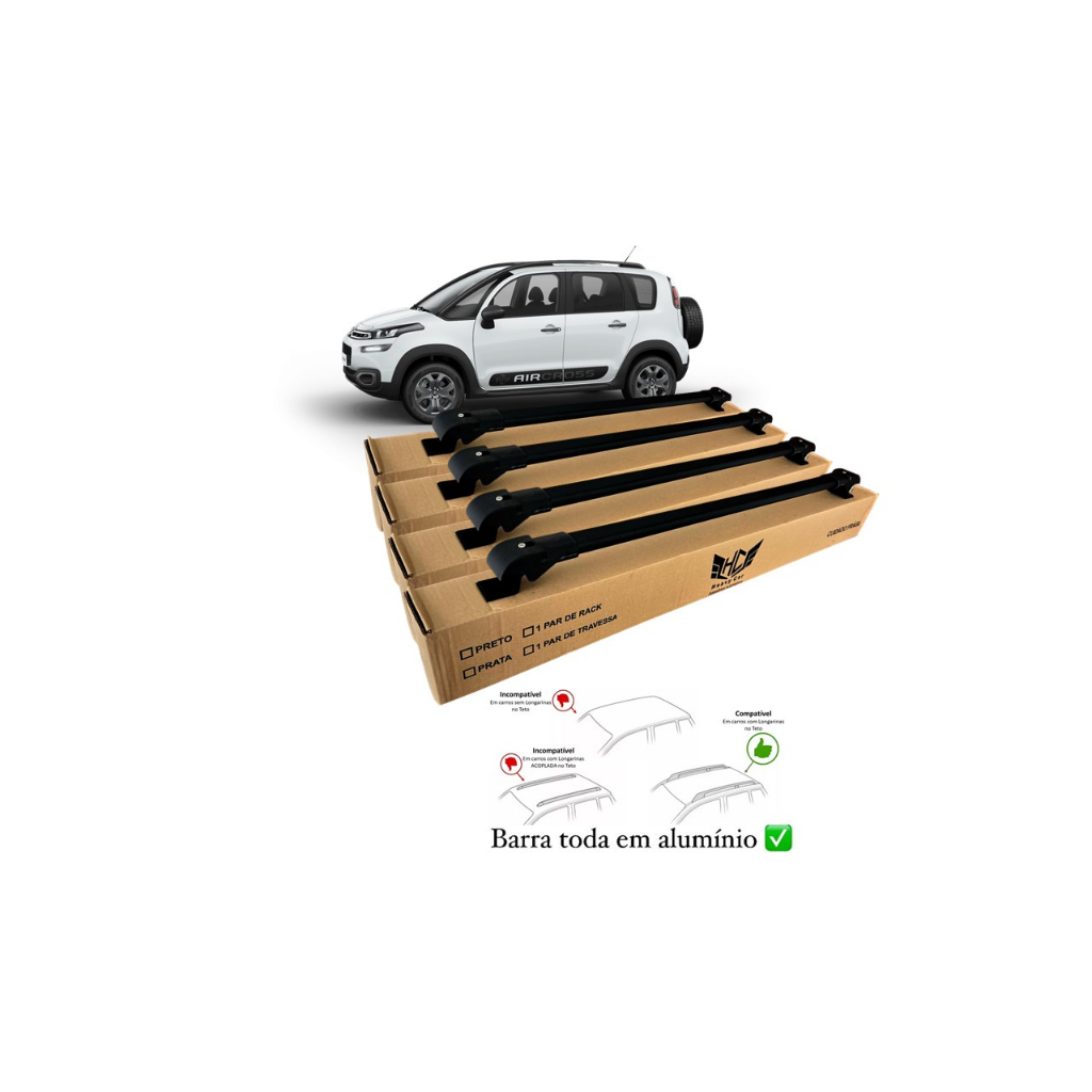 Rack Travessa Citroen Aircross 2010 A 2019 4 Barras Bagageiro Slim Barra Alumínio