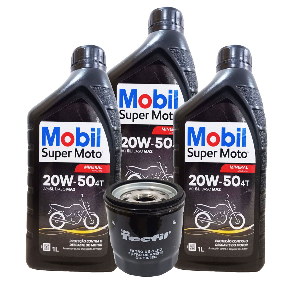 Troca de Óleo e Filtro P/ Yzf R3 / Yzf R6 / Mt 03 / Mt 07 / Xj6 Mobil 20w50 Mineral + Filtro em Oferta na Shopee
