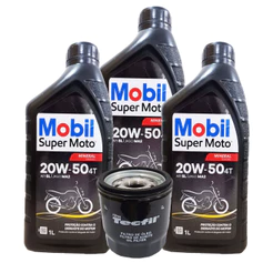 Troca de Óleo e Filtro P/ Yzf R3 / Yzf R6 / Mt 03 / Mt 07 / Xj6 Mobil 20w50 Mineral + Filtro