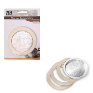 Kit 3 Borrachas para Vedação +1 Filtro Cafeteira Italiana 6 xícaras