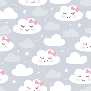 Papel Parede Quarto Menina Bebê Nuvem Cinza Laço Fofo 2,00m em Oferta na Shopee