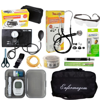 Kit De Enfermagem Preto Premium Com Glicossimetro Completo Lindo