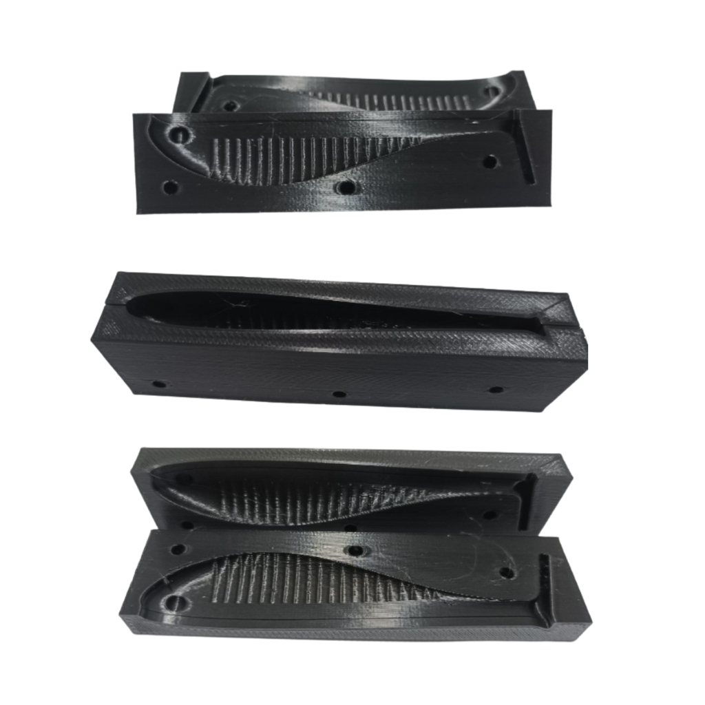 Molde para isca artificial solf Bait modelo Shad 200mm aberto nao precisa injetor para plastisol ou silicone