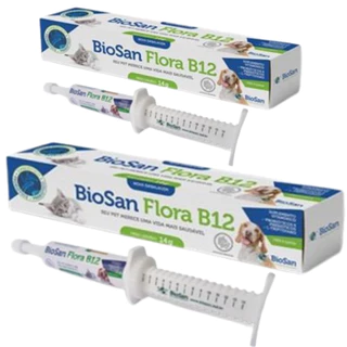Probiótico E Prebiótico Biosan Flora B12 Cães/gatos Kit C/2