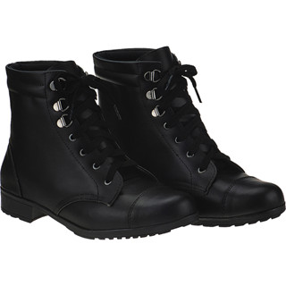 Bota Feminina Coturno Cano Curto Salto Baixo Tratorada Napa Preto Gancho NOVIDADE