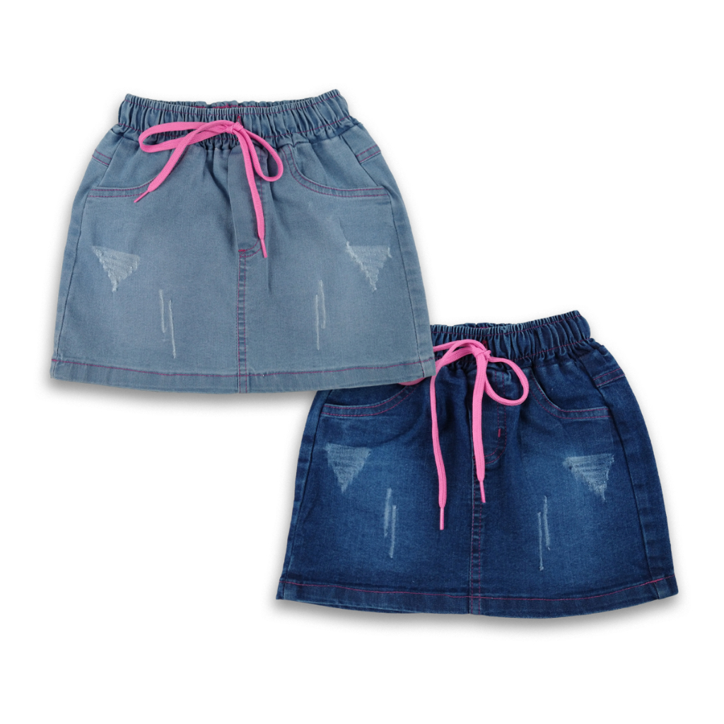 Kit Com 2 Saia Jeans Com Lycra Menina Infantil Tam 01 Ao 08 em Oferta na Shopee
