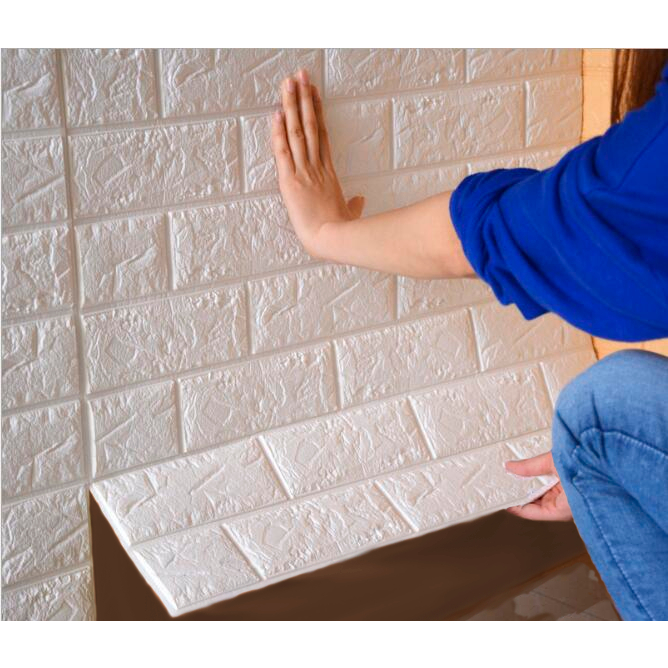 Kit 10 Peças Painel 3d Tijolo Alto Relevo Autocolante de Espuma Macio Lindo