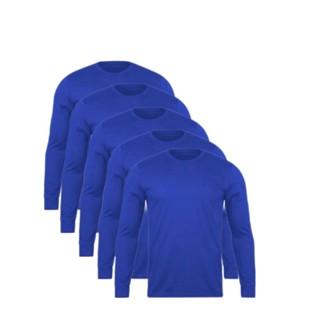 kit 5 camisa masculina uniforme manga longa básica malha fria poliéster camisetas lisa p ao gg